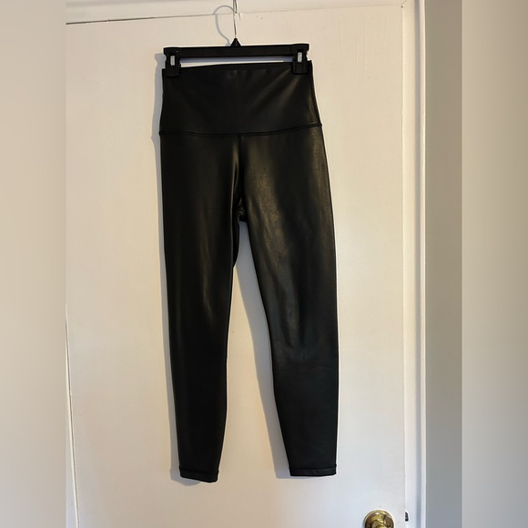 90 Degree By Reflex Black Faux Leather Leggings - Picture 1 of 2